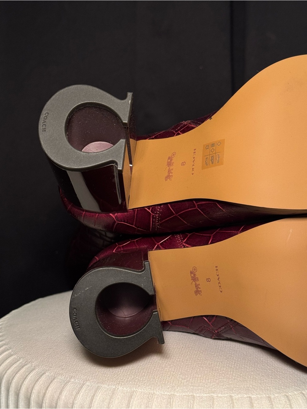 New Coach Brigitte Boot Croc-Embossed
Over-the-Knee Boots in Burgundy size 8 - Picture 4 of 16